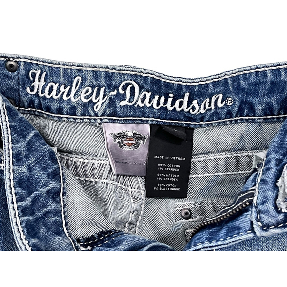 Harley Davidson Y2K Bling Bootcut Denim Blue Jeans Size 12 Low Rise Pockets - Picture 6 of 7